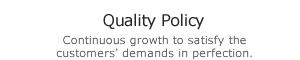 Quality Policy - Continuous growth to satisfy the customers' demands in perfection.